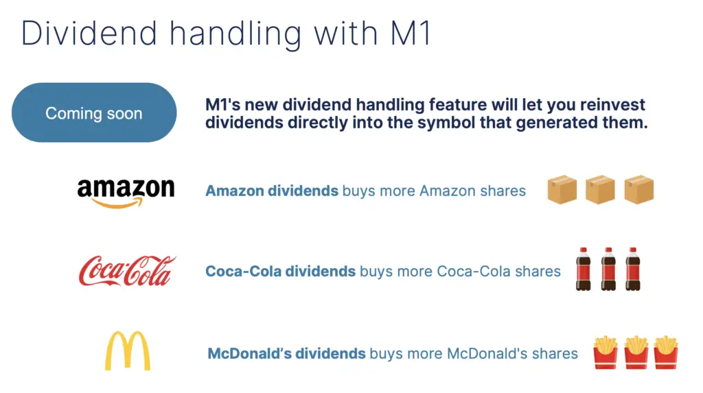m1 finance new dividend reinvestment feature